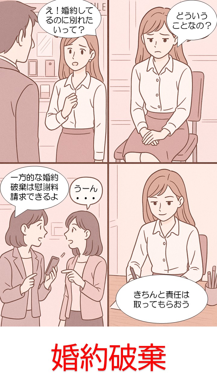 婚約破棄 慰謝料請求 4コマ漫画